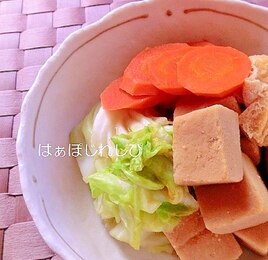 春キャベツと高野豆腐の煮物